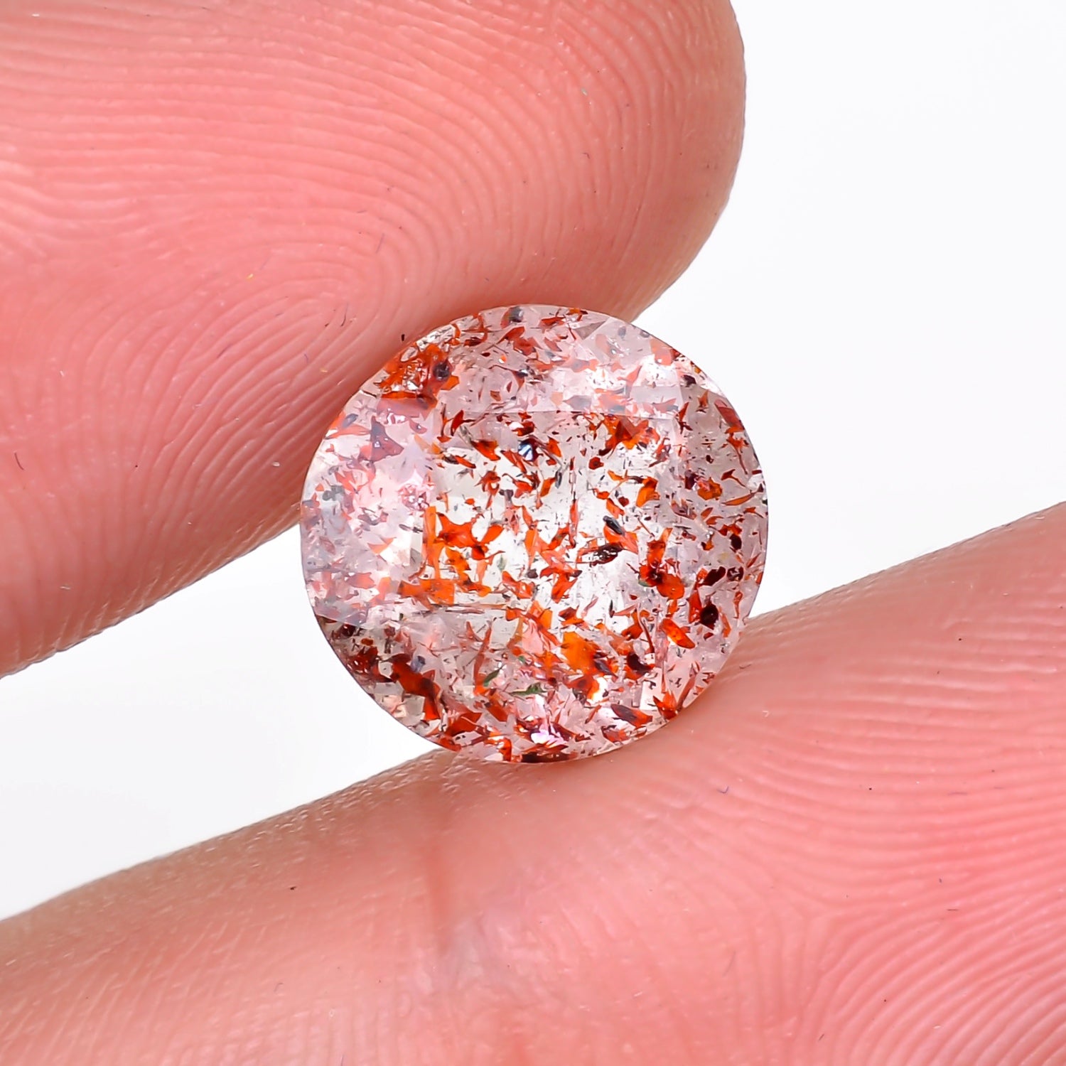 elestial hematite quartz round shape cut stone loose gemstone